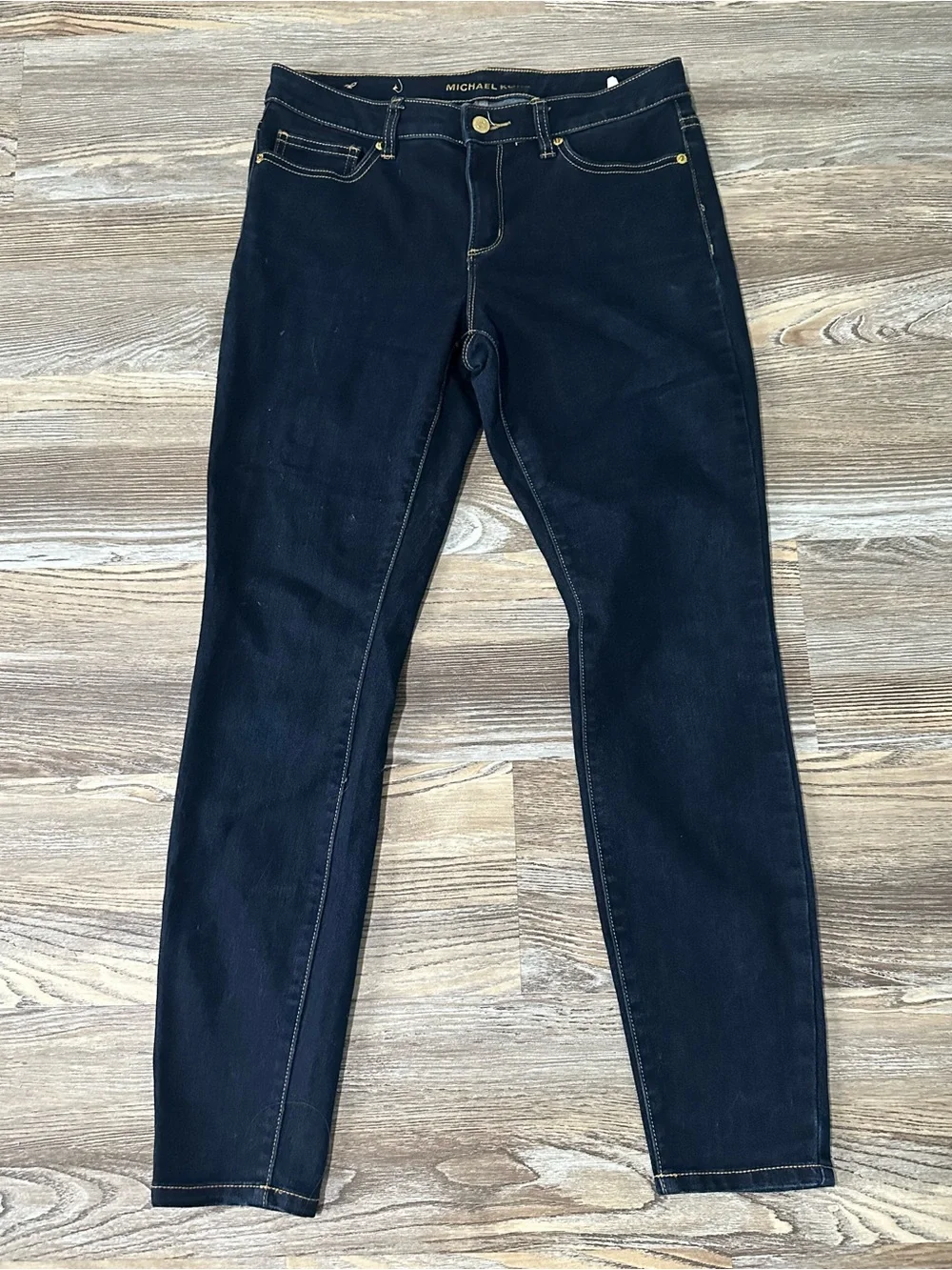 Michael Kors Dark Blue Women's Skinny Jeans with Contrast Stitching